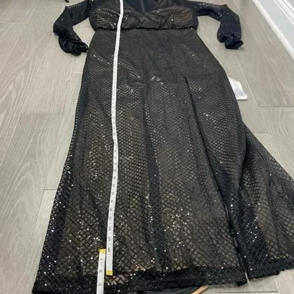 NWT Tadashi Shoji Samira Black/Nude Sequin gown - Size 14 - Picture 13 of 13
